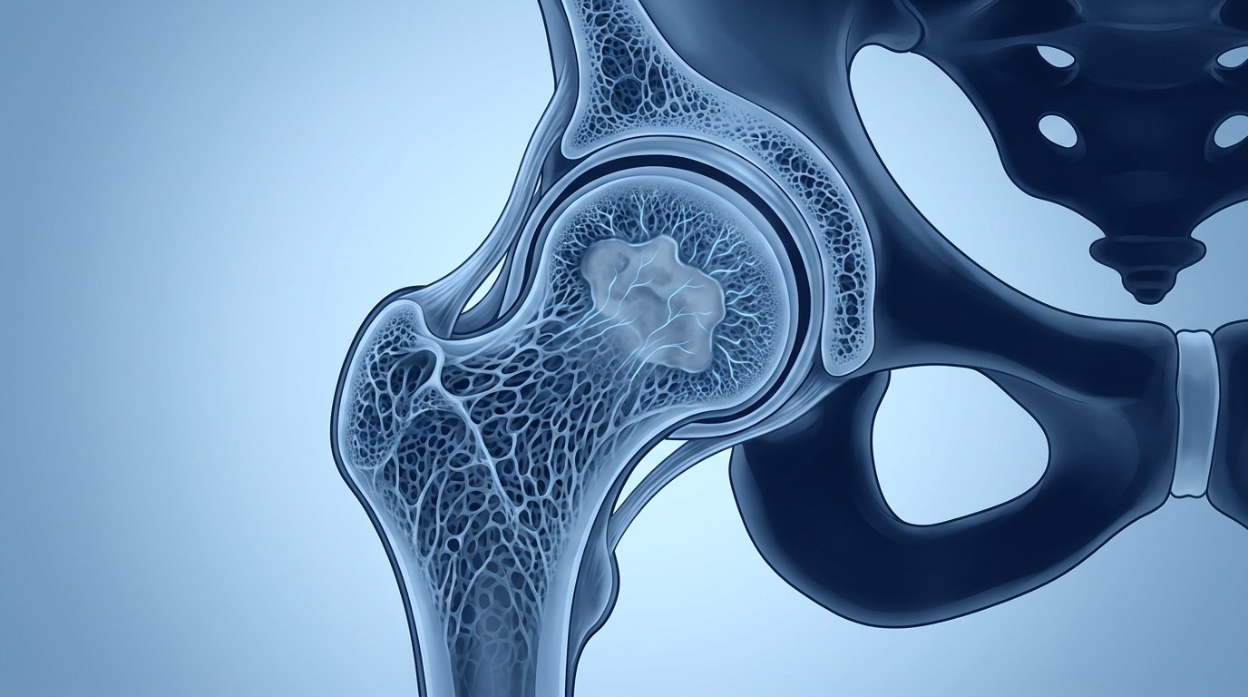 Cross-section anatomica dell'anca con testa femorale